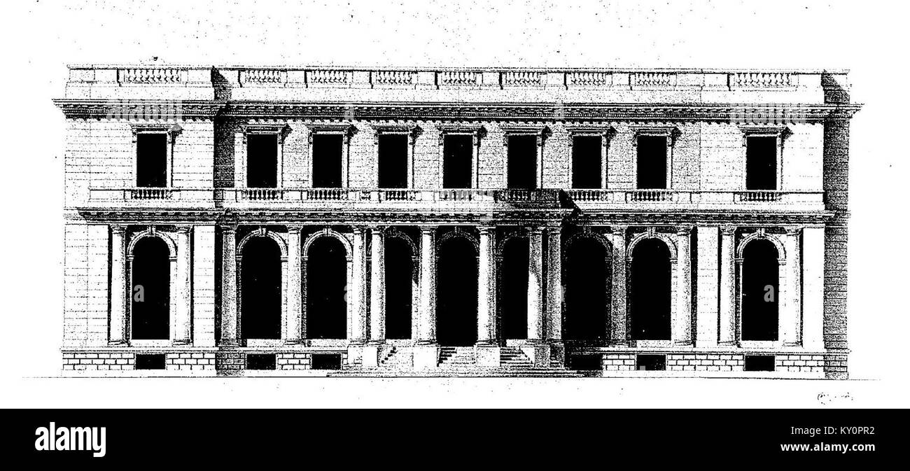 L'Hôtel de Monaco à Paris, 1774, montrant la façade donnant sur la cour et les détails architecturaux caractéristiques de l'urbanisme du XVIIIe siècle. Banque D'Images