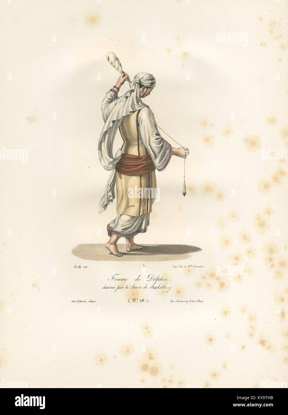 Dessin intitulé 'femme de Delphes' par le baron Otto Magnus von Stackelberg, créé en 1828, représentant une femme de Delphes. Banque D'Images