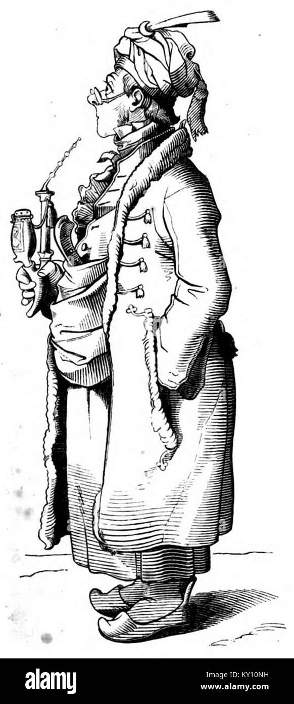 Une illustration tirée de Fliegende Blätter, une publication satirique allemande du XIXe siècle, offrant des représentations humoristiques et critiques de la vie sociale et culturelle dans l'Allemagne contemporaine. Banque D'Images