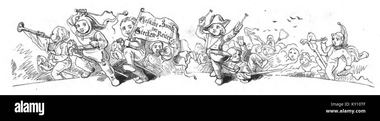 Cette image de *Fliegende Blätter*, un magazine satirique allemand du XIXe siècle, présente des caricatures politiques et des commentaires sociaux sur des questions contemporaines, présentant l’humour comme une critique de la société. Banque D'Images