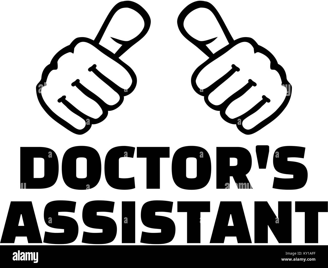 Assistant du médecin avec les pouces Banque D'Images