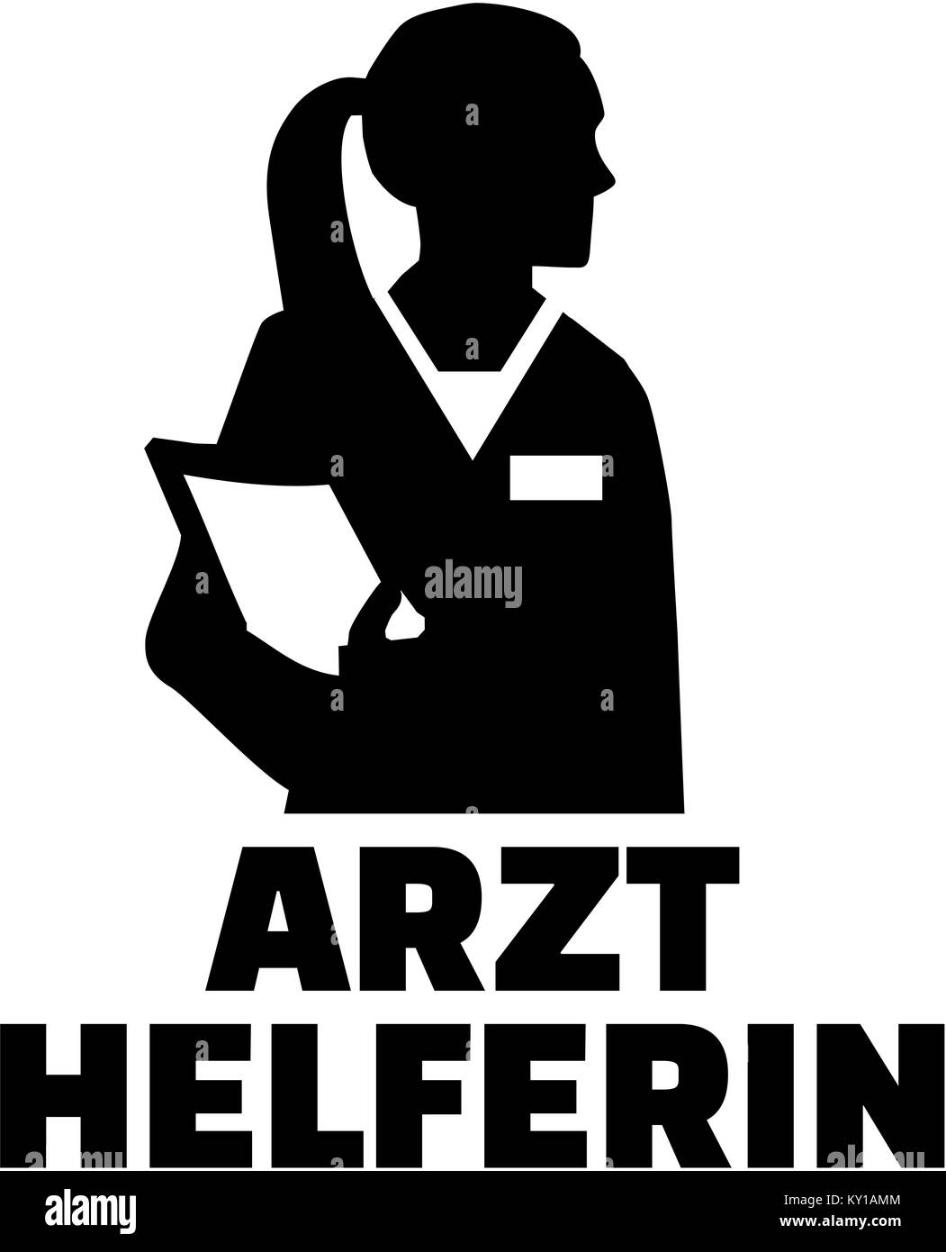 Assistant du médecin allemand avec silhouette titre de l'offre Banque D'Images