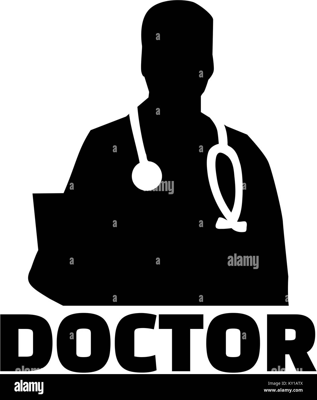 Silhouette avec le titre de médecin Banque D'Images