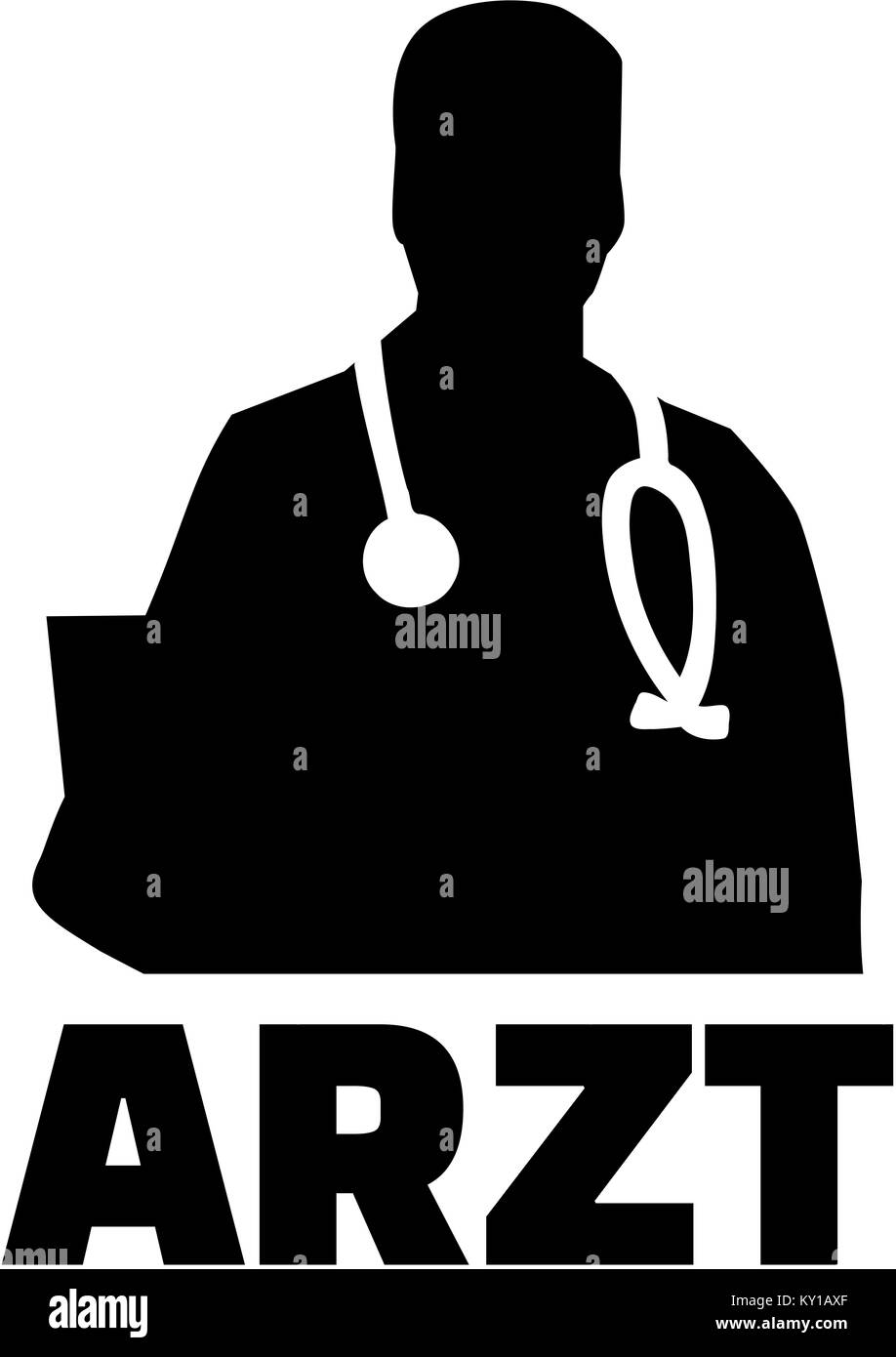 Silhouette médecin allemand avec titre de l'offre Banque D'Images