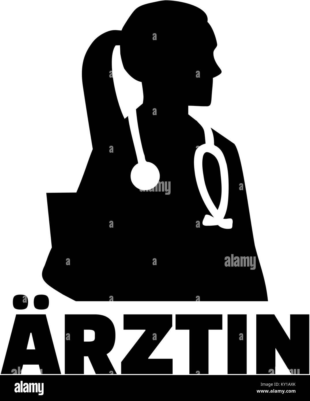 Silhouette femme médecin allemand avec titre de l'offre Banque D'Images