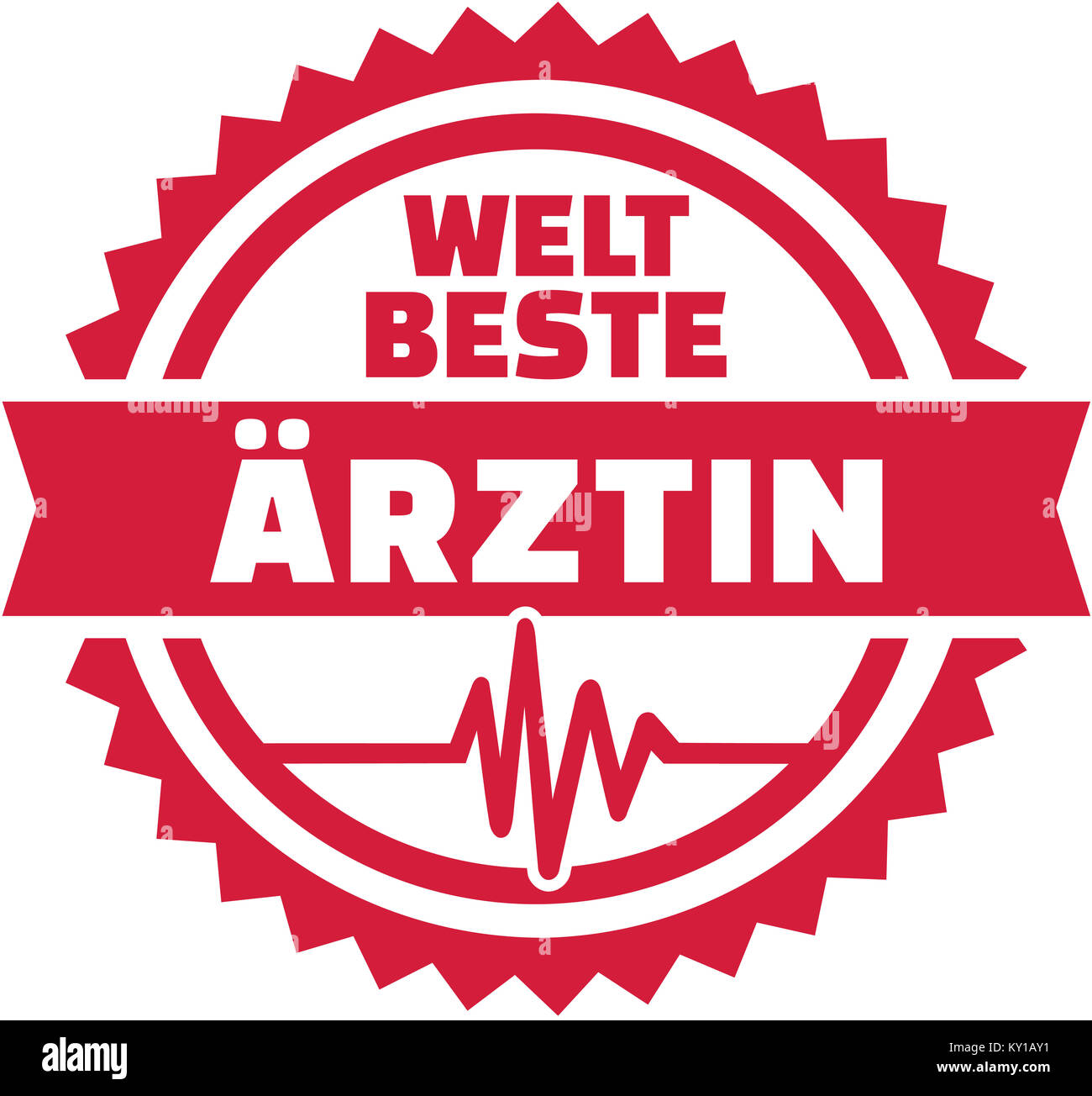 World's best femme médecin avec fréquence cardiaque emblème allemand Banque D'Images