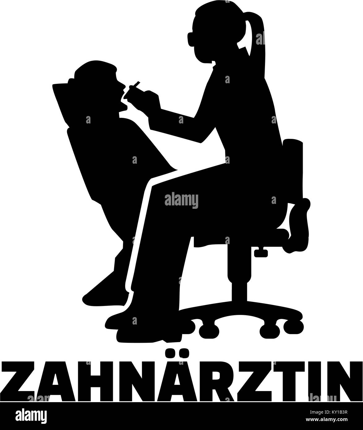 Silhouette femme dentiste avec titre d'emploi féminin Banque D'Images