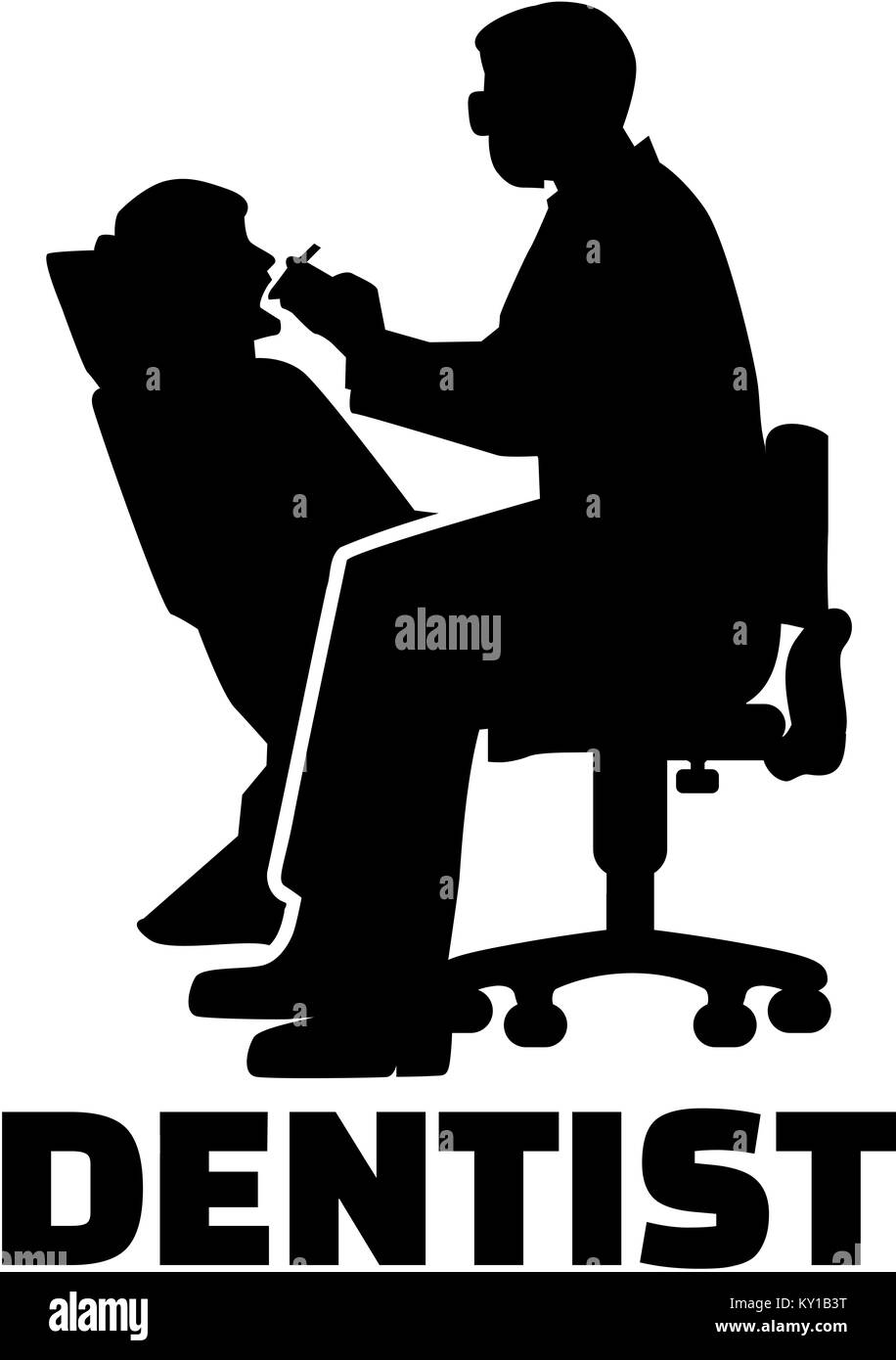 Silhouette avec le titre de dentiste Banque D'Images