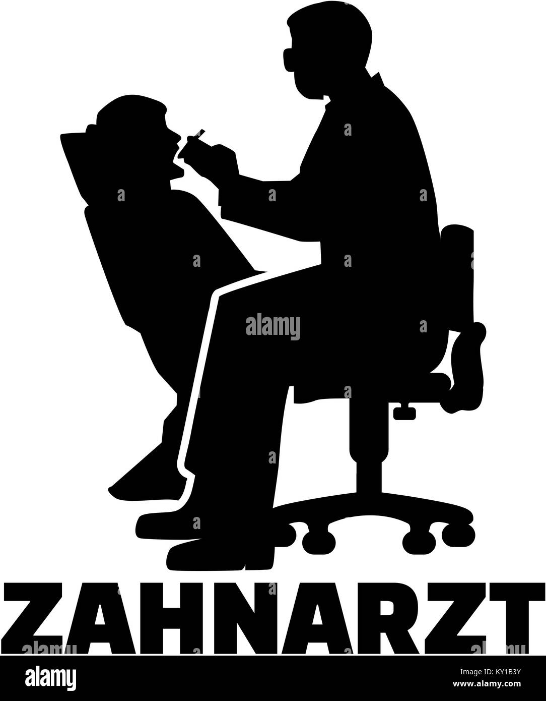 Silhouette dentiste allemand avec titre de l'offre Banque D'Images