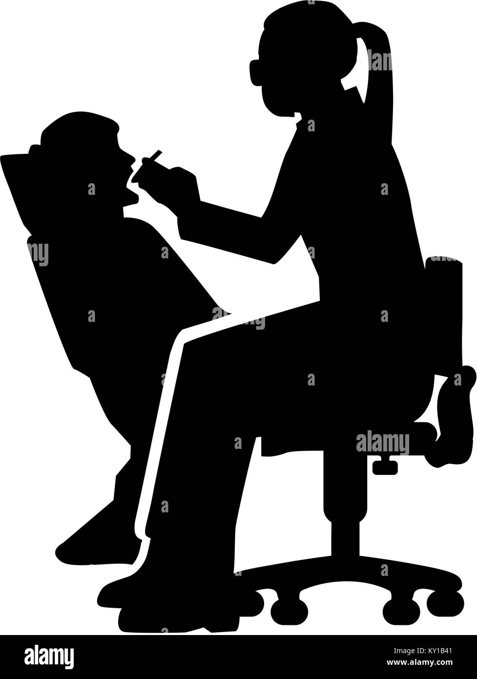 Silhouette femme dentiste Banque D'Images