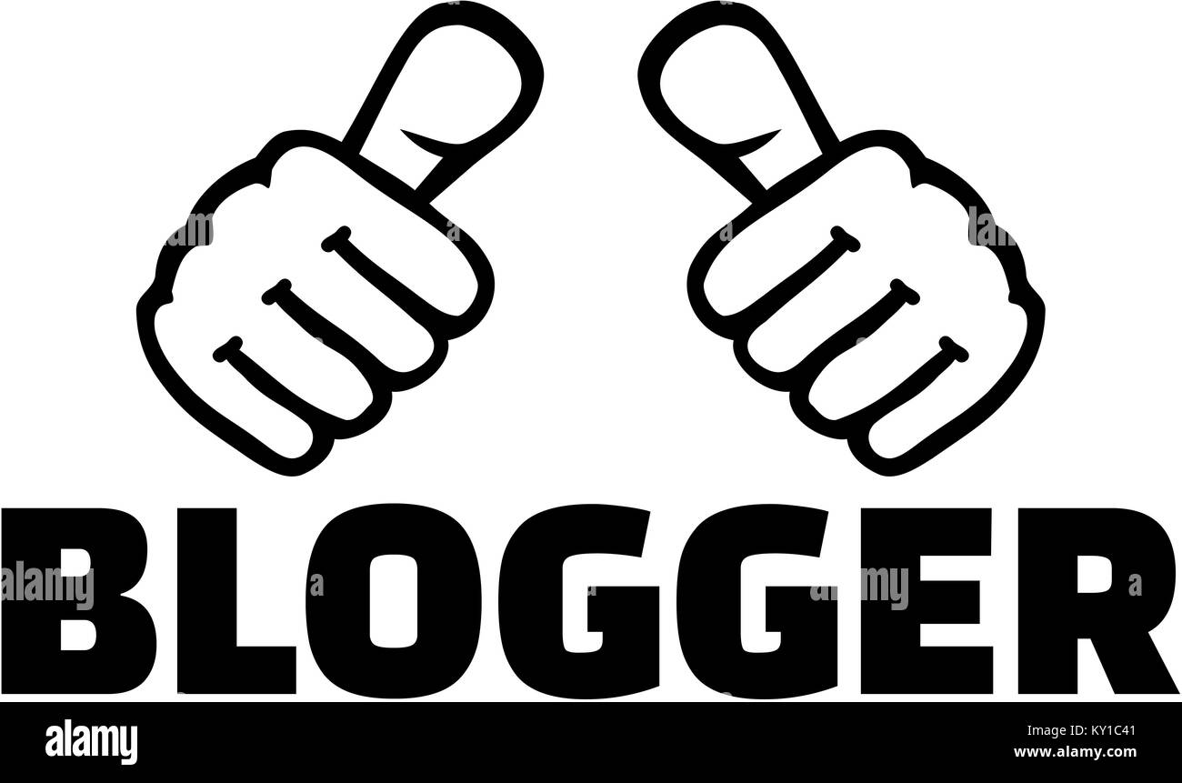 Blogger mot avec thumbs Banque D'Images