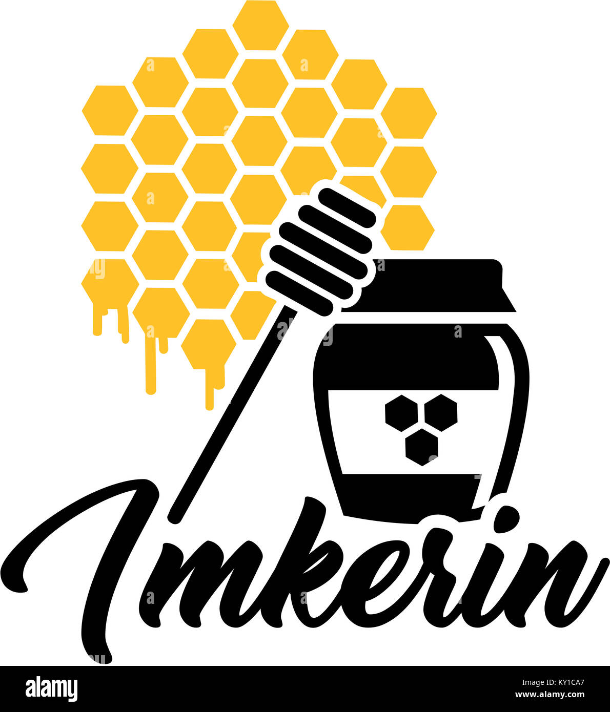 Avec l'icône d'abeilles de miel et titre d'emploi féminin allemand Banque D'Images Avec l'icône d'abeilles de miel et titre d'emploi féminin allemand Banque D'Images