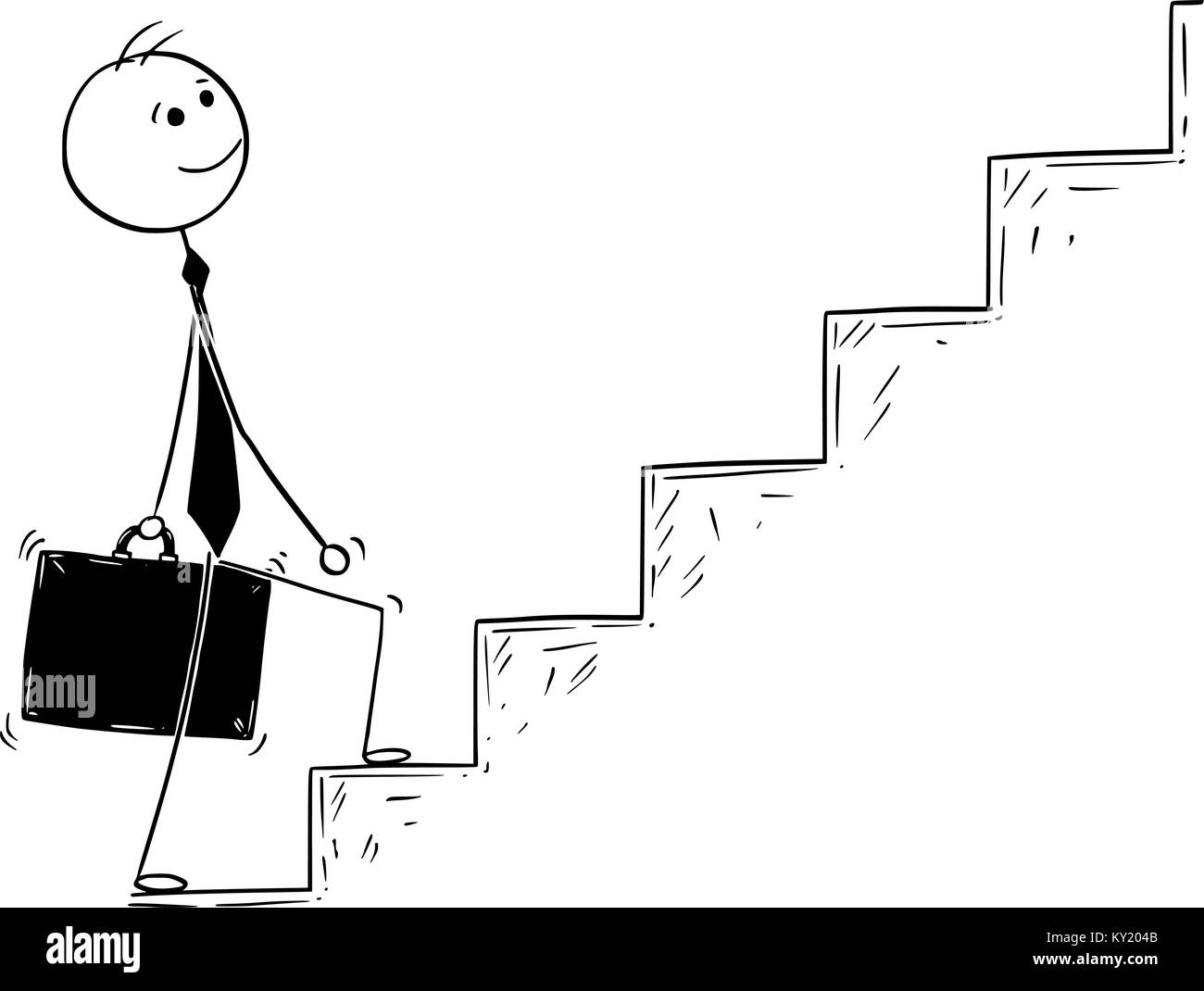 Caricature de Businessman conceptuel en montant un escalier Illustration de Vecteur