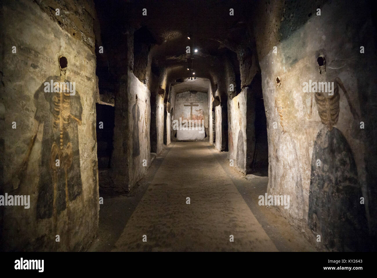 Naples. L'Italie. Catacombes de San Gaudioso. (Catacombes de Saint Gaudiosus), un site funéraire paléochrétien (4e-5e siècle). Banque D'Images