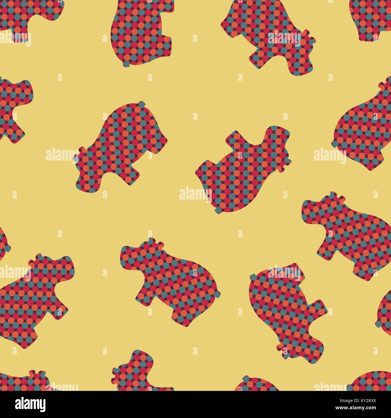 Modèle sans couture d'hippopotame. Illustration de Vecteur