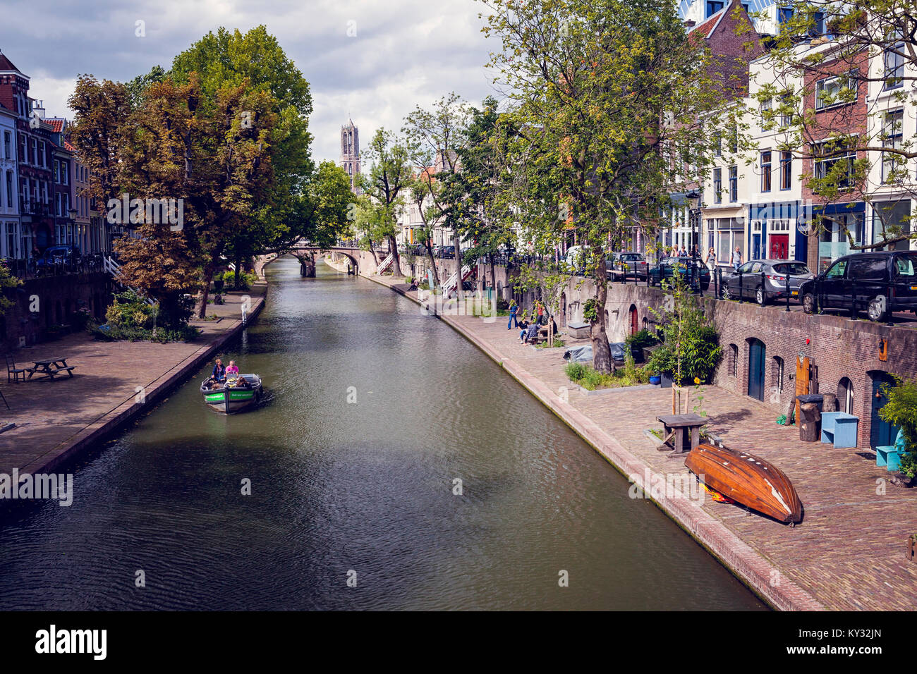 Centre-ville d'Utrecht de canaux. Banque D'Images