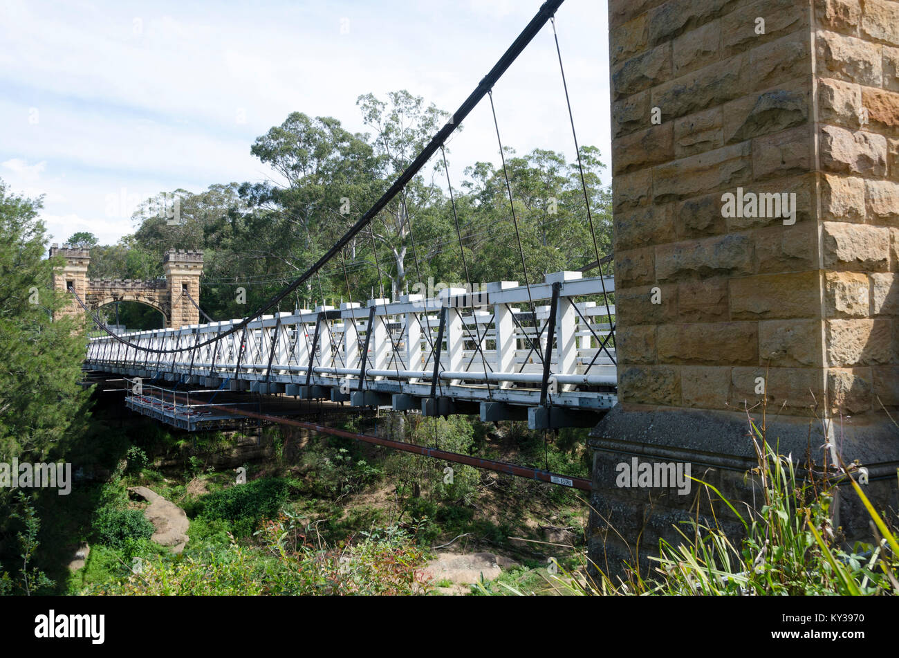 Pont sur la rivière Hampden Kangourou, Kangaroo Valley, New South Wales, Australia Banque D'Images