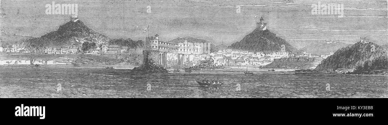 Guerre Ashanti du Ghana 1873 Château de Cape Coast. Le graphique Banque D'Images