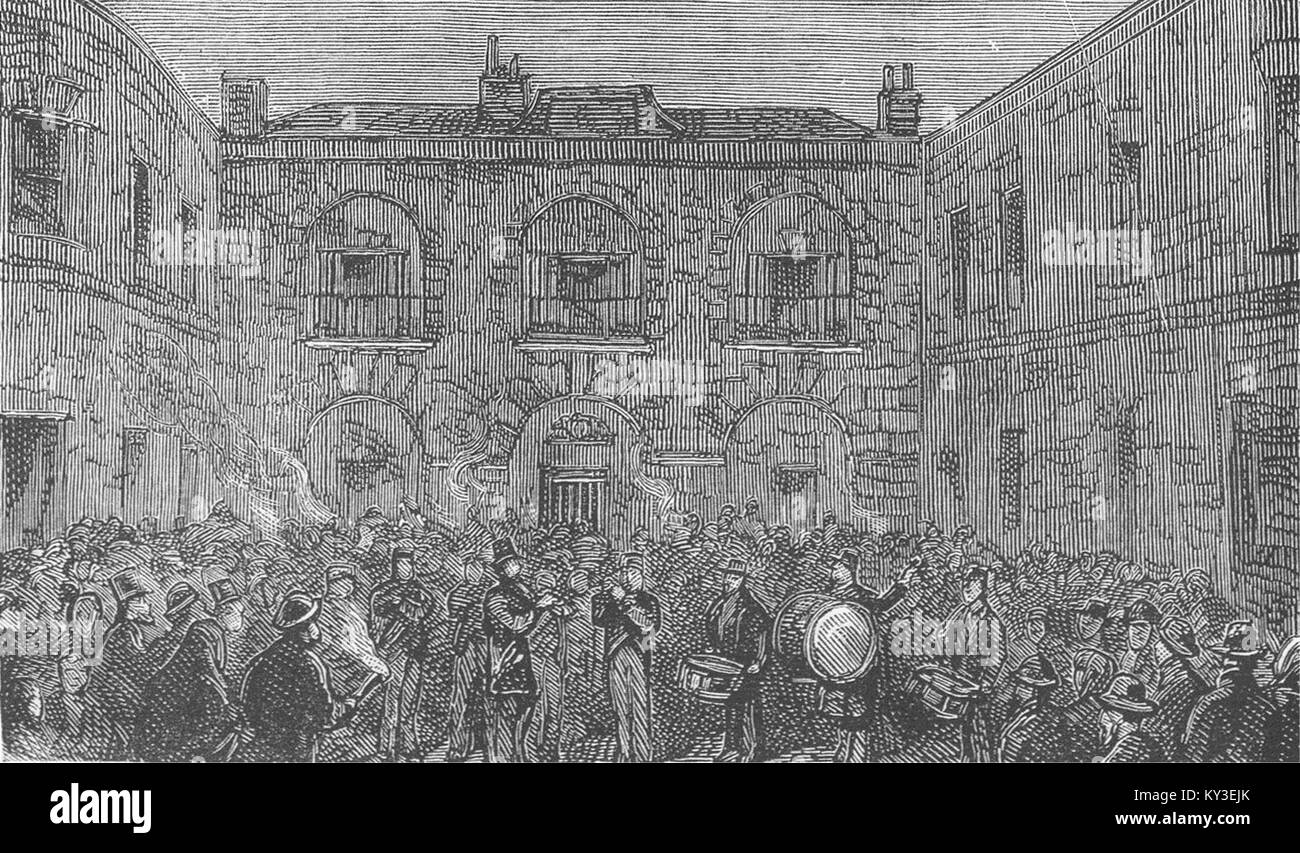 LAND LEAGUE prisonniers Sérénade, St Patricks night 1881. Le graphique Banque D'Images