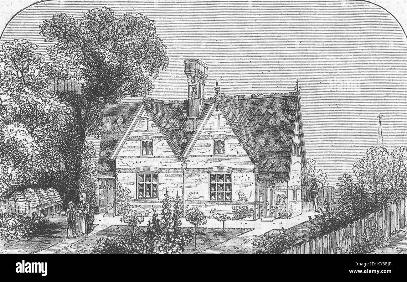 Les travailleurs WILTS Cottages, Savernake Estate 1872. Le graphique Banque D'Images