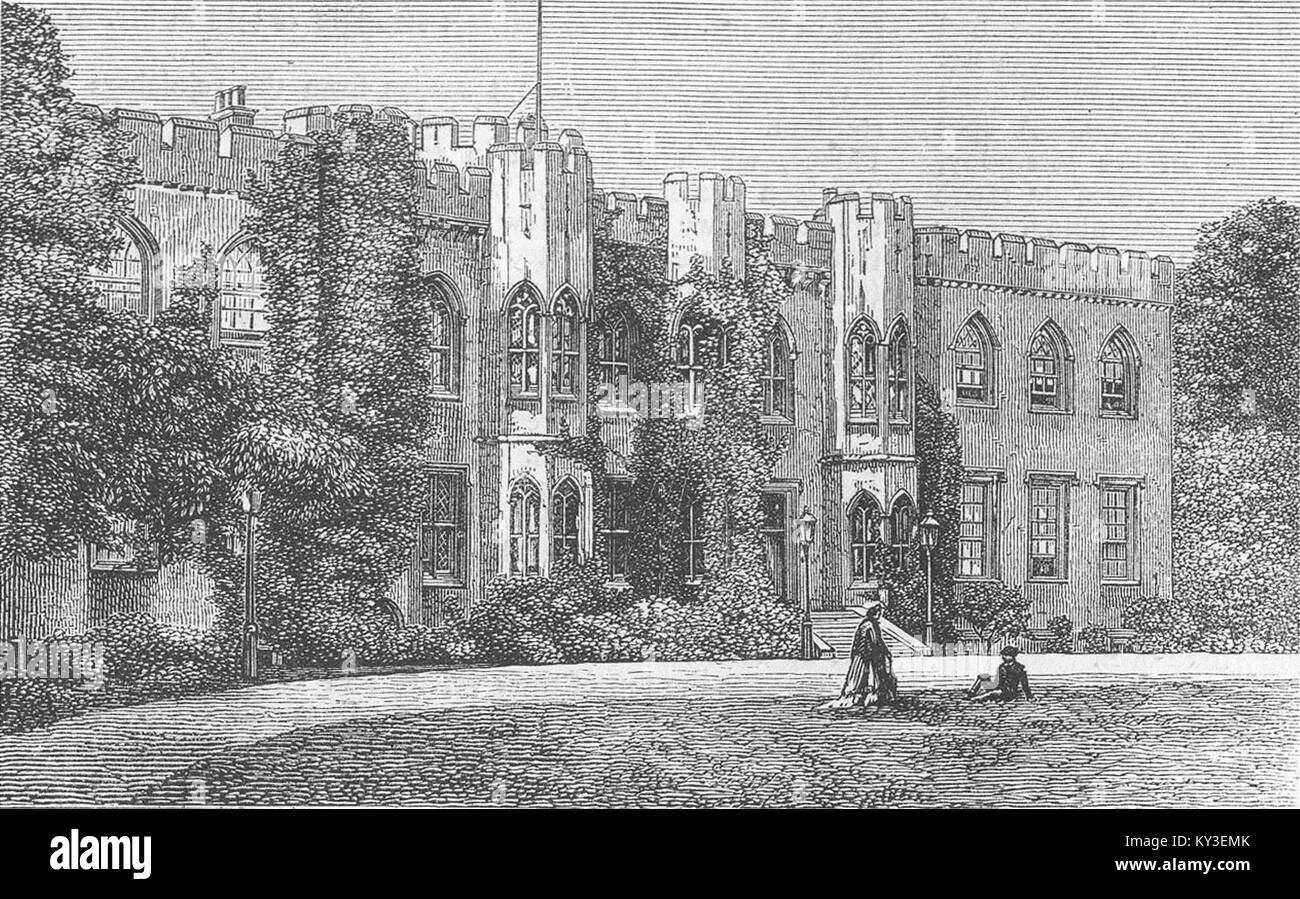 Le Château de Cardiff au Pays de Galles avant-main 1872. Le graphique Banque D'Images