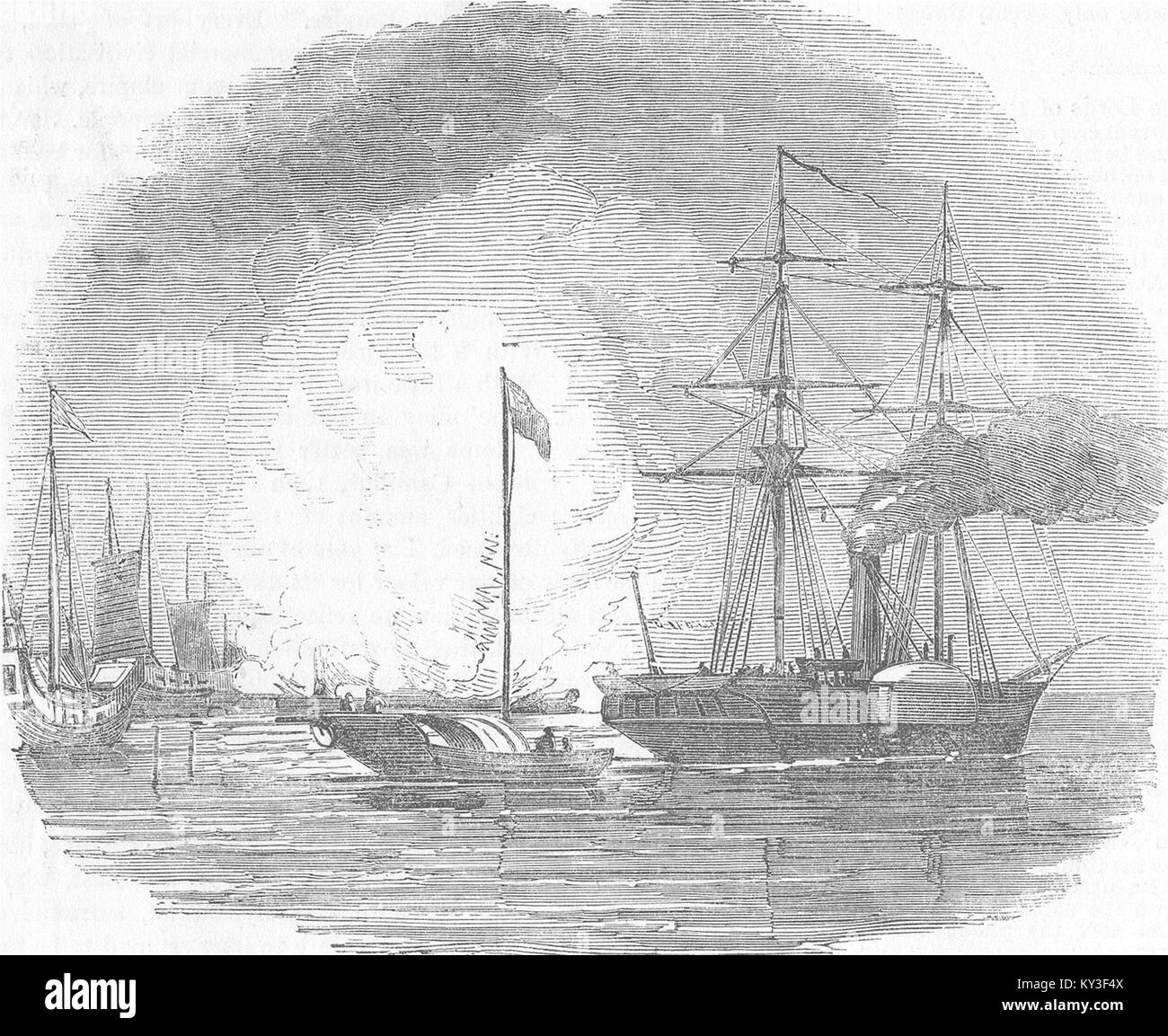 Chine Le tartre fire-raft, HMS Hermes 1853 à Nankin. Illustrated London News Banque D'Images