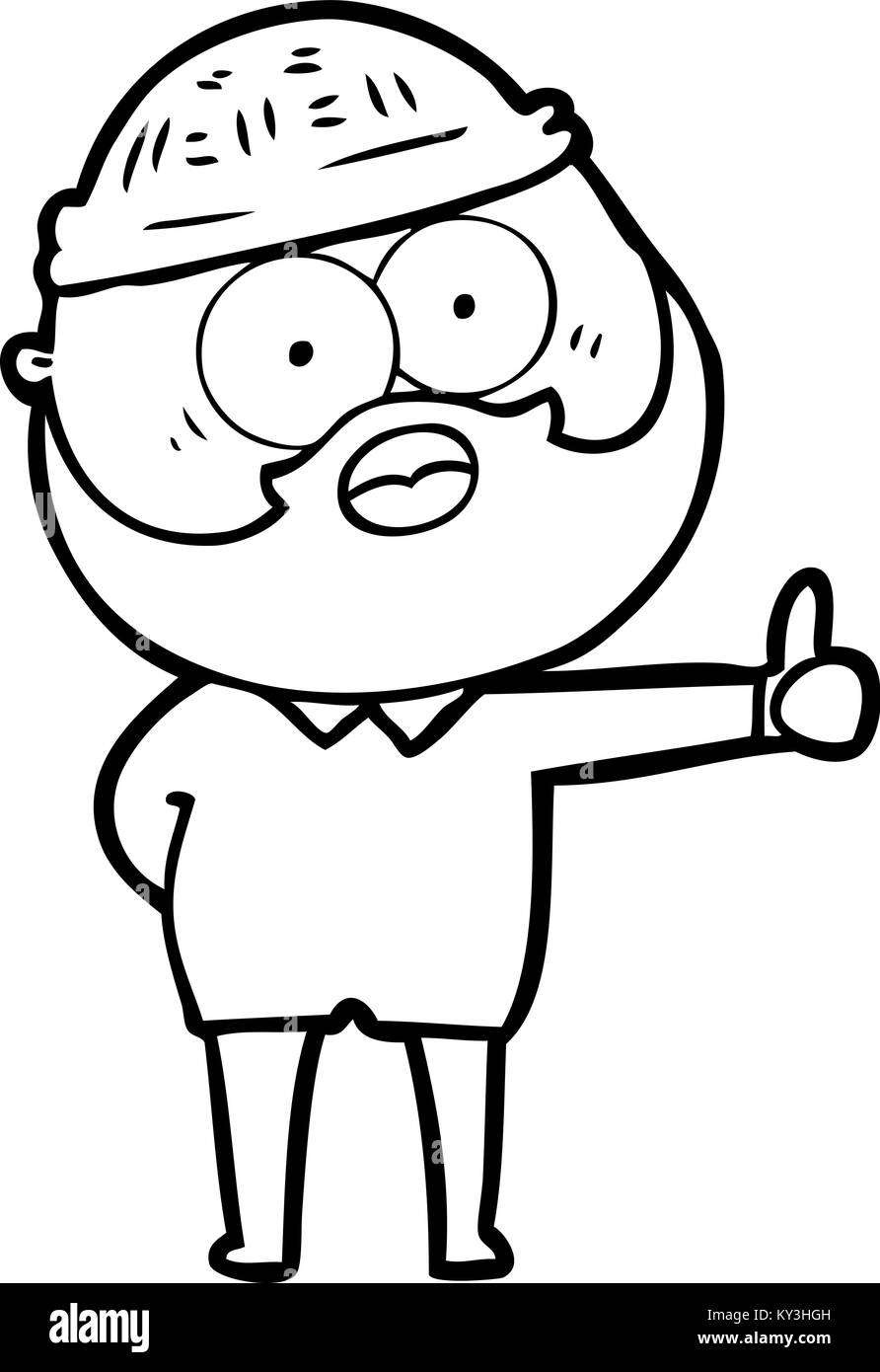 Cartoon barbu giving Thumbs up sign Illustration de Vecteur