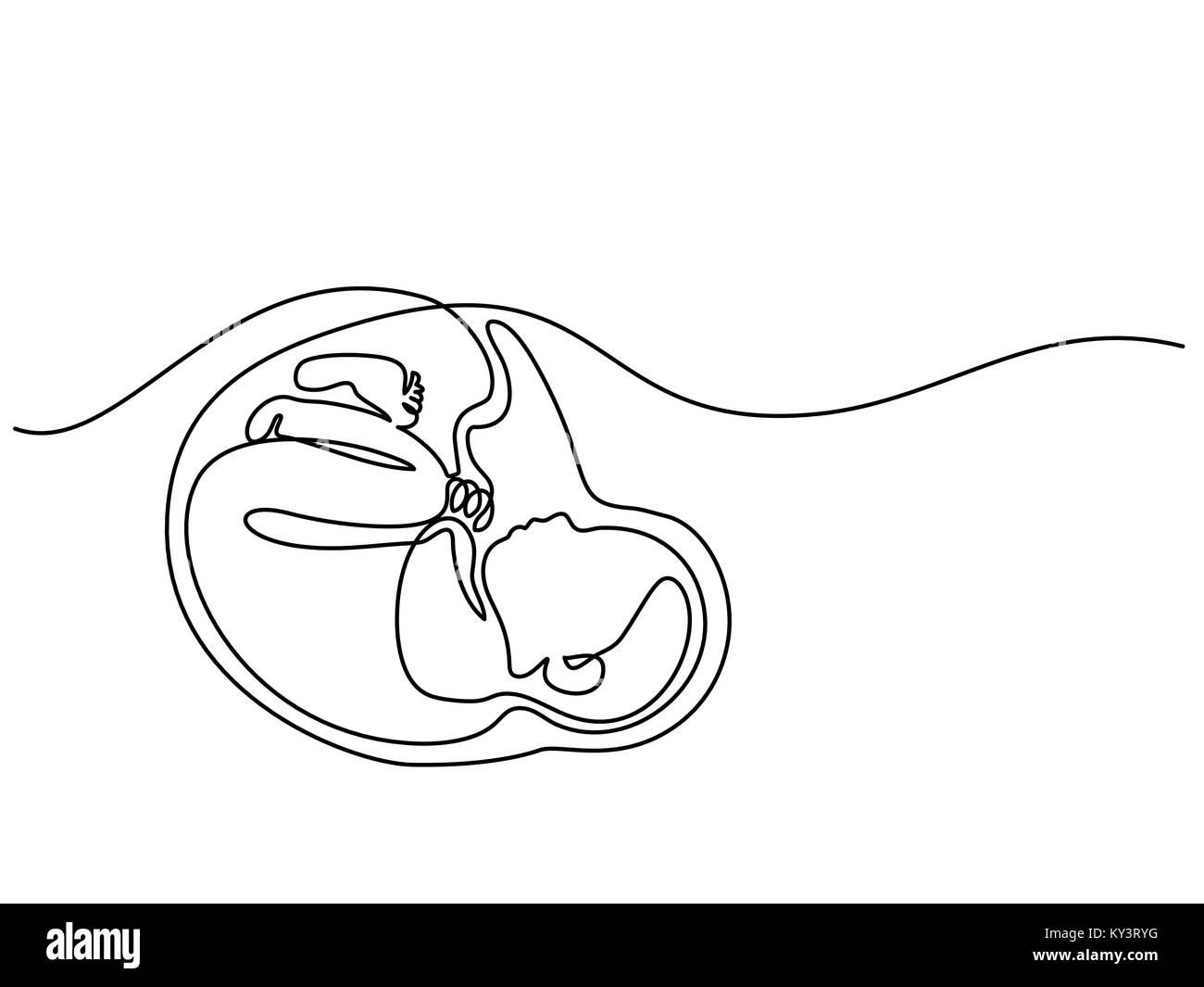 Bébé en ventre sur le fond blanc Illustration de Vecteur