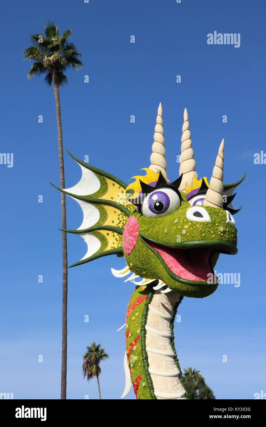 Close up de tête de dragon en Rose Parade 2018 Banque D'Images
