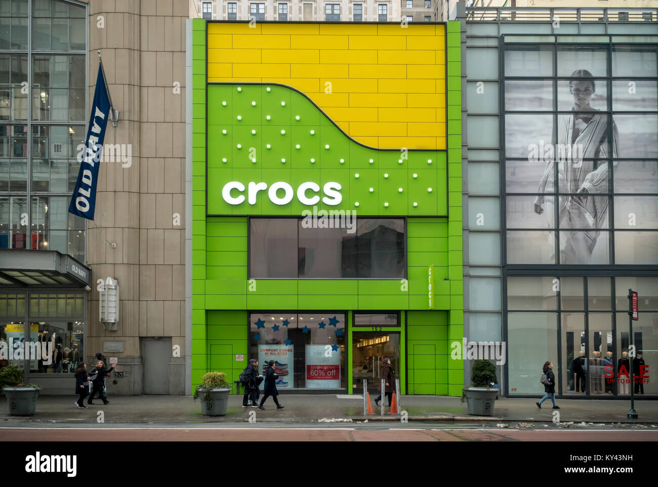 La boutique Crocs à Herald Square à New York, vu le Jeudi, Janvier 11,  2018. Crocs récemment amélioré leurs perspectives du quatrième trimestre  qui a toujours été un temps faible pour l'entreprise. (