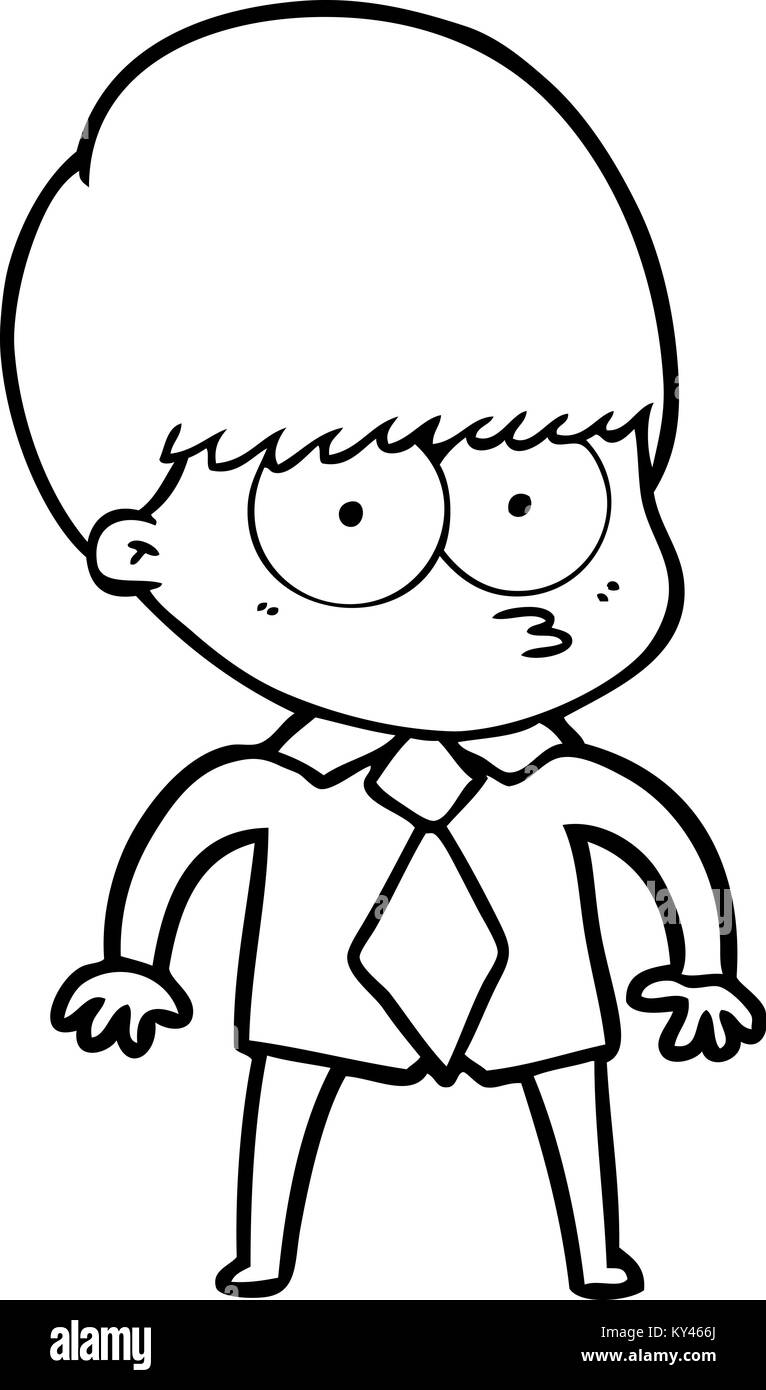 Dessin animé garçon nerveux portant chemise et cravate Image Vectorielle  Stock - Alamy