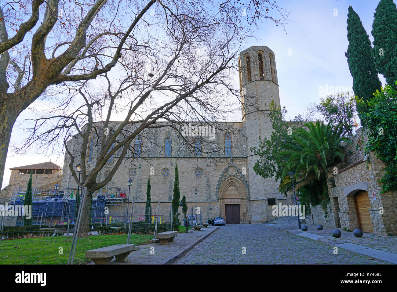 Vue sur le Monastère de Pedralbes, un monastère gothique à Barcelone, Catalogne, Espagne. Il est maintenant un musée. Banque D'Images