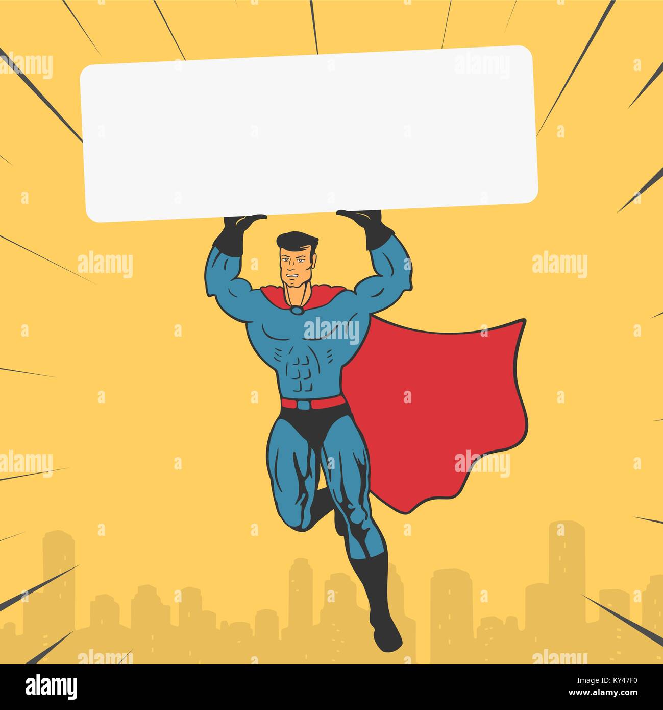 Super Héros modèle détient un Banner Illustration de Vecteur