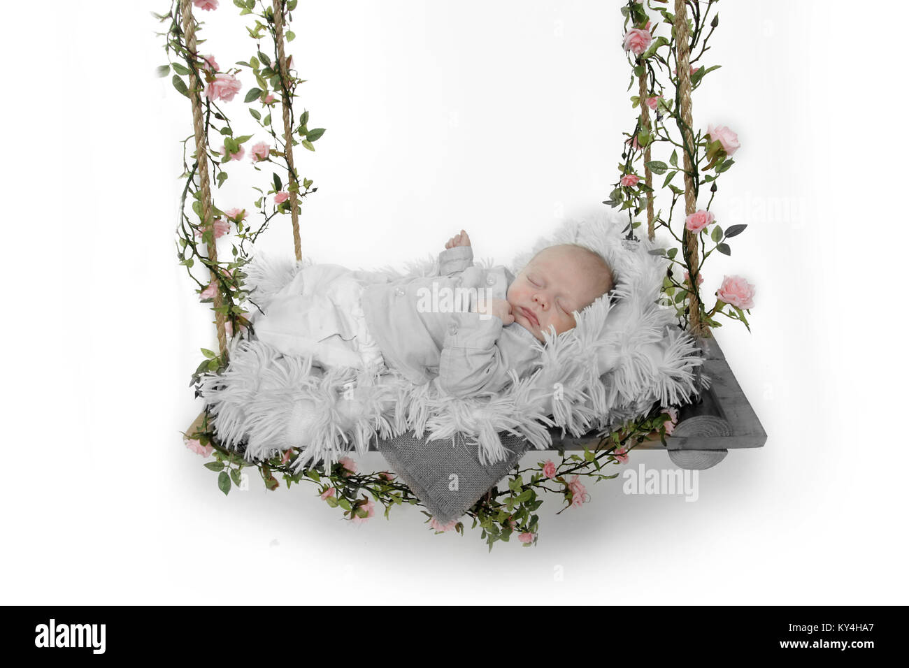 Sleeping baby boy 1 mois Banque D'Images