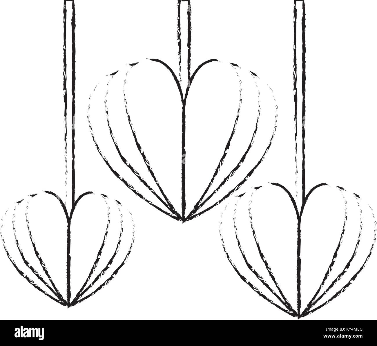 Amour coeurs suspendus décoratifs vector illustration design Illustration de Vecteur