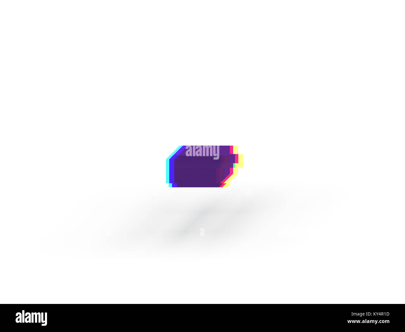 3D réaliste glitch dash symbole moins avec soft shadow isolé sur fond blanc - La sélection du chemin de fichier. Banque D'Images
