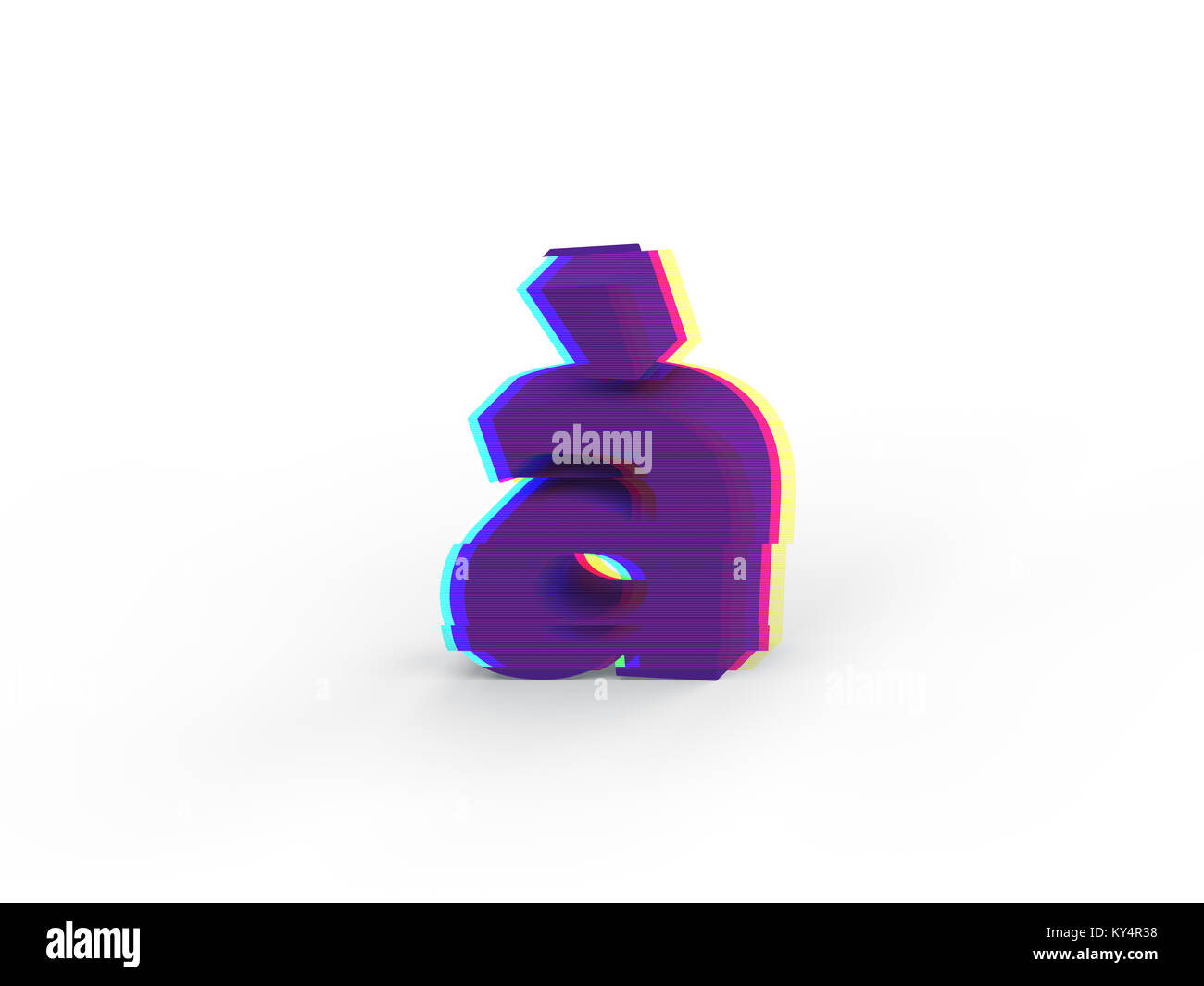 3D réaliste glitch lettre minuscule à avec soft shadow isolé sur fond blanc - La sélection du chemin de fichier. Banque D'Images