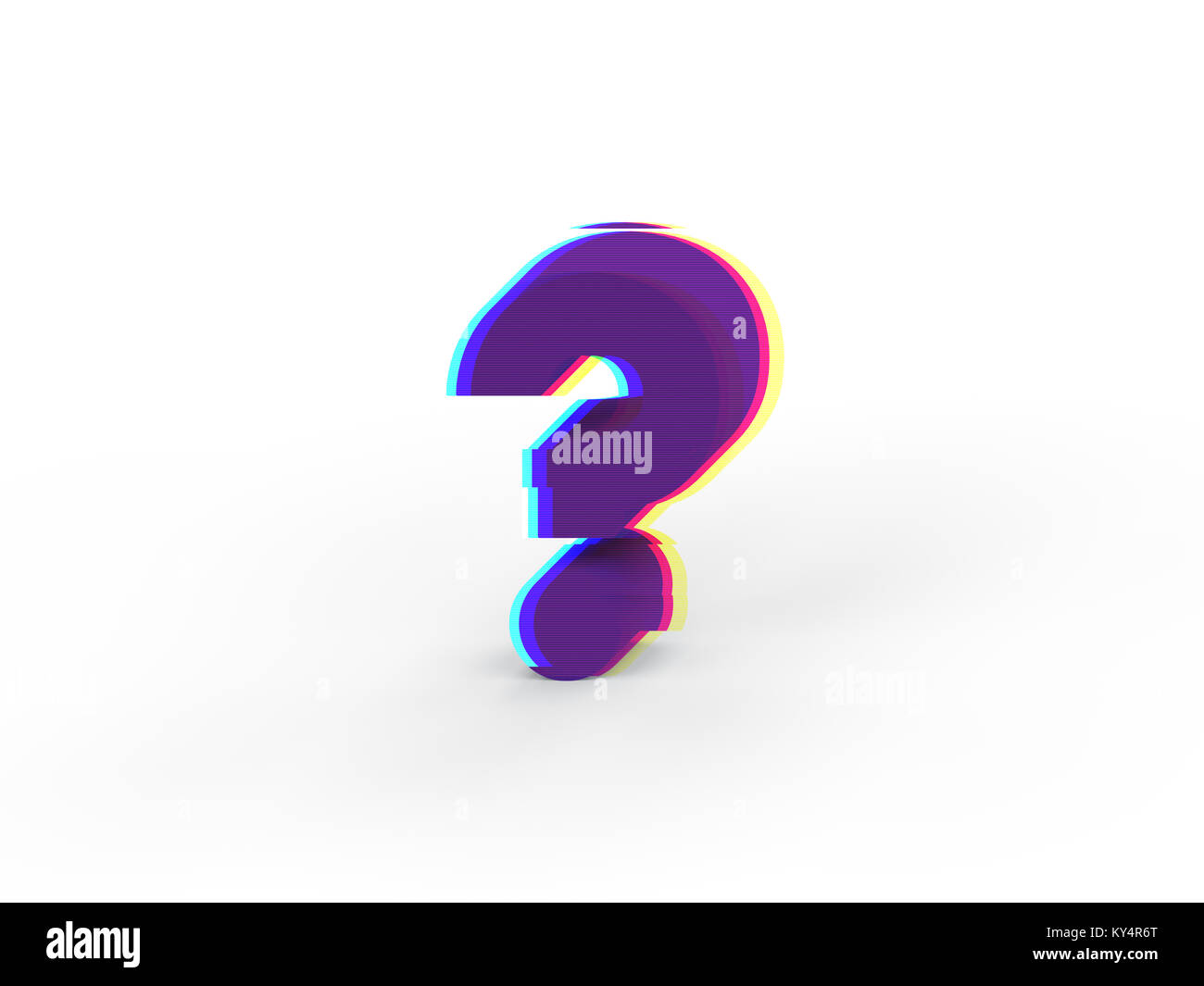 3D réaliste glitch symbole ? Avec soft shadow isolé sur fond blanc - La sélection du chemin de fichier. Banque D'Images