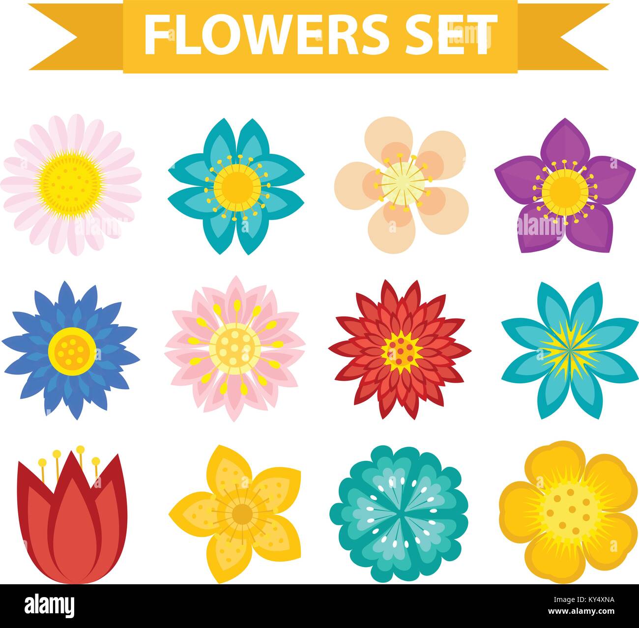 Les fleurs et les feuilles de style icon set, télévision. Collection Fleurs isolé sur fond blanc. Le printemps, l'été des éléments de design pour invitation, mariage ou cartes de souhaits.Vector illustration. Illustration de Vecteur