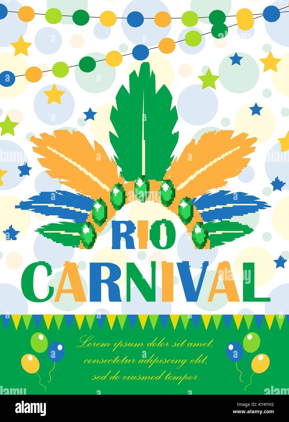 Carnaval de Rio affiche, invitation, flyer. Modèle pour votre conception. Festival brésilien Masquerade, arrière-plan. Le Brésil a concept. Vector illustration. Illustration de Vecteur
