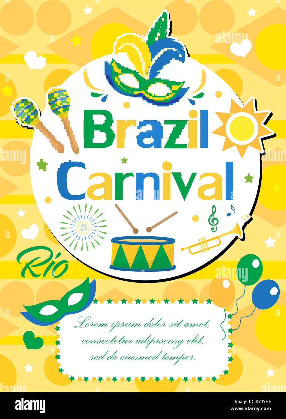 Bienvenue au Brésil carnival poster, invitation, flyer. Les modèles pour votre conception. Festival brésilien Masquerade, arrière-plan. Rio de Janeiro Travel concept. Vector illustration. Illustration de Vecteur