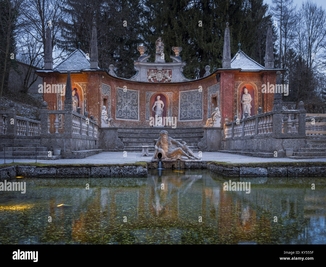 Fontaines Schloss Palais Hellbrunn, Salzbourg Banque D'Images