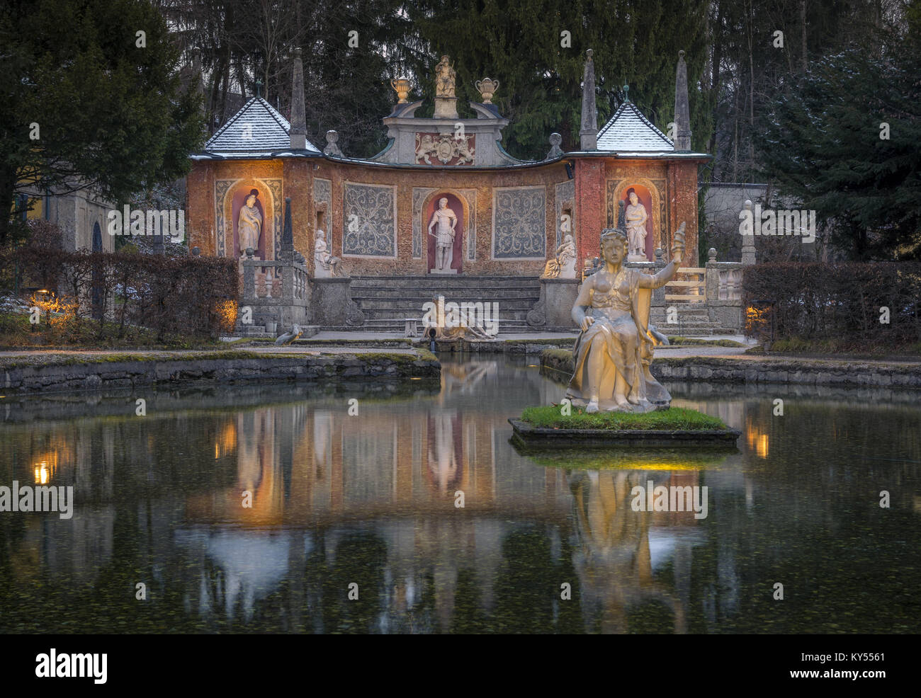 Fontaines Schloss Palais Hellbrunn, Salzbourg Banque D'Images