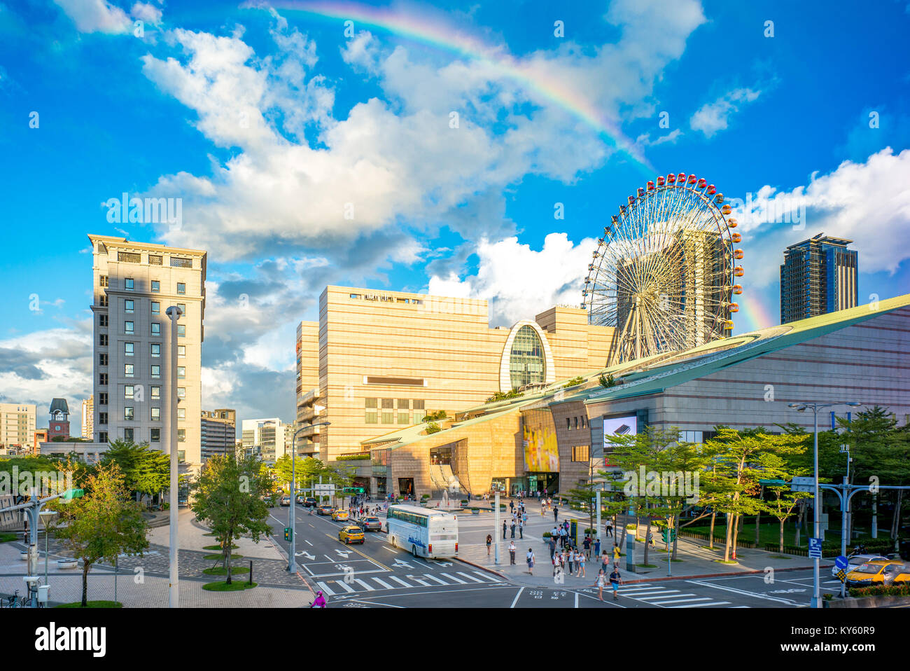 Paysage de la ville de Taipei avec rainbow Banque D'Images