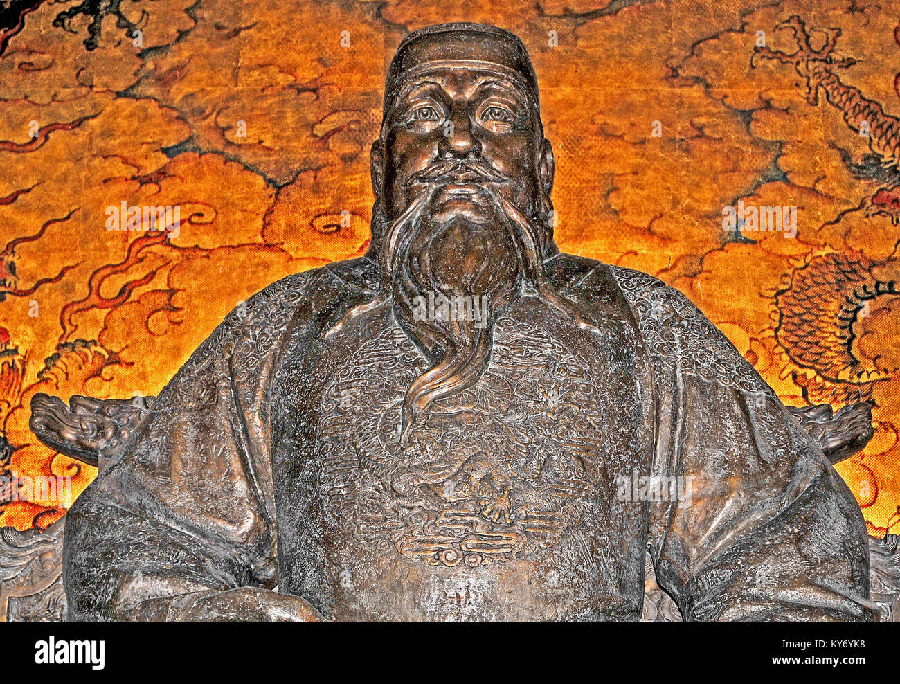 Statue de l'empereur Ming Yongle, Zhu Di, Tombeaux des Ming, mausolée Changling, Chine Banque D'Images