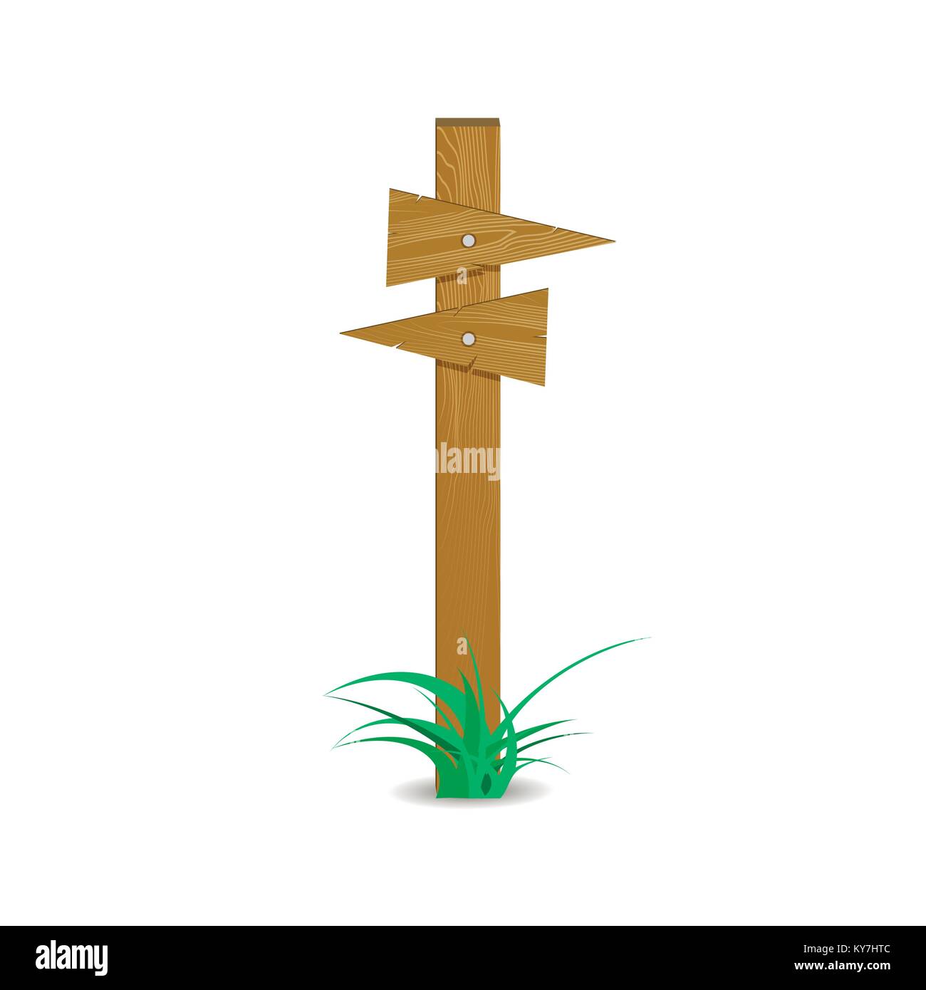 Panneau en bois flèche directionnelle du droit ou gauche. Carrefour signe à vélo, vector illustration Illustration de Vecteur