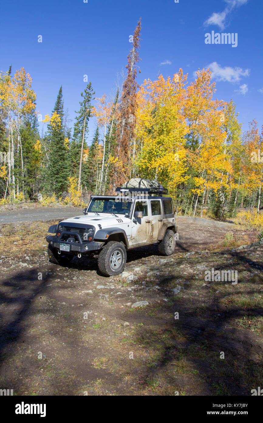 L'exploration de l'automne près de PARC NATIONAL DU CANADA DU Mont-riding dans la Jeep 2017 Banque D'Images