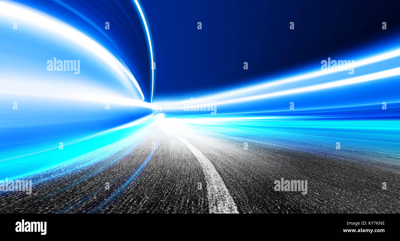 La conduite à grande vitesse dans un tunnel futuriste - motion blur Banque D'Images
