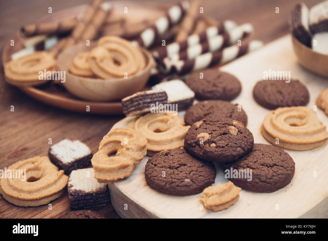 Yummy cookie et dessert chocolat, pâtisseries sucrés Banque D'Images