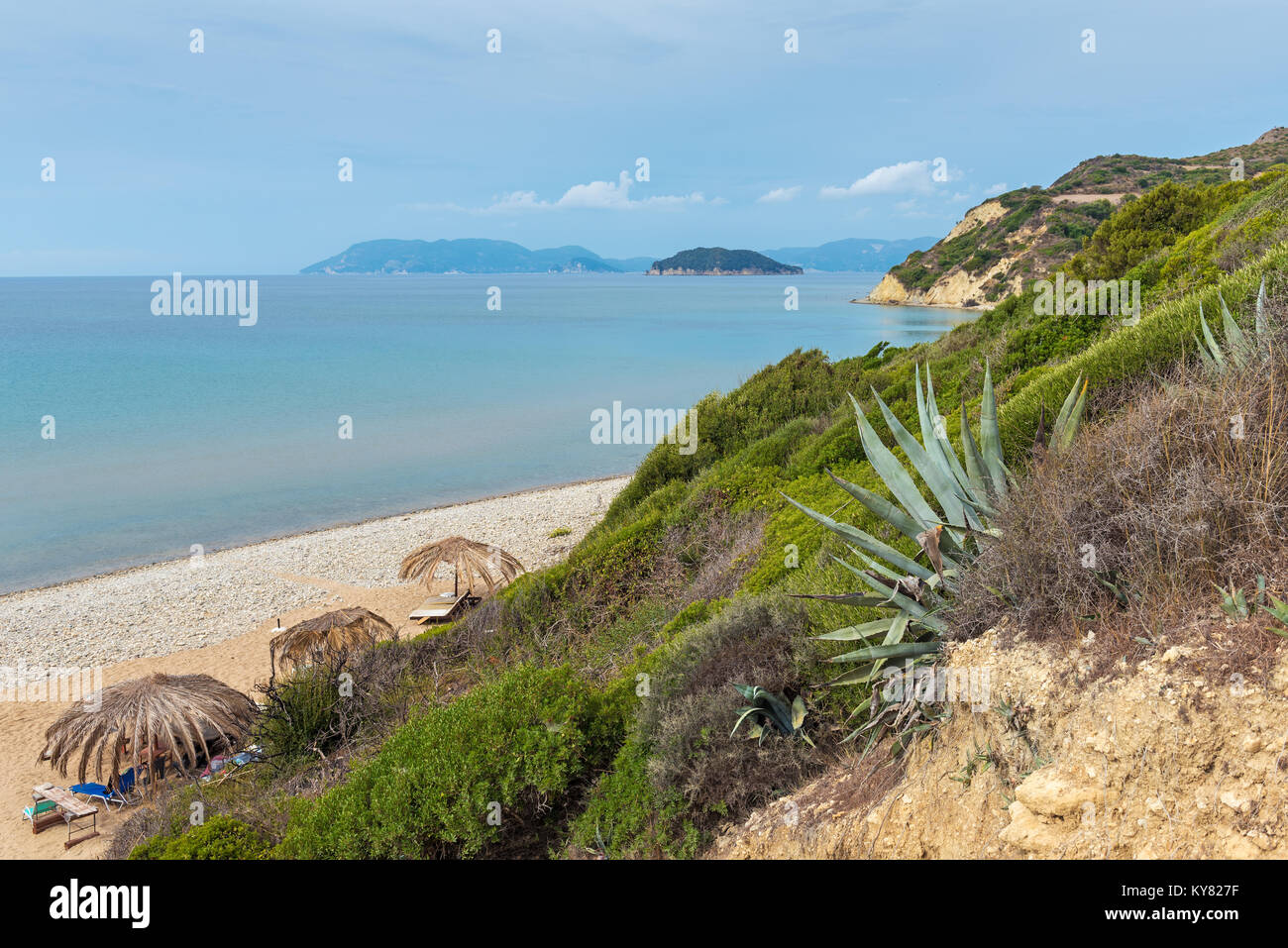 Plage de Gerakas, une des plus belles plages de Zakynthos pour ses eaux turquoises. La Grèce. Banque D'Images